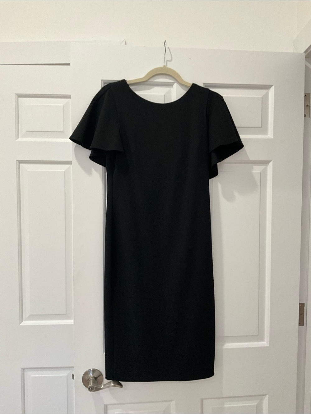 Calvin Klein Black Flutter-Sleeve Midi Dress